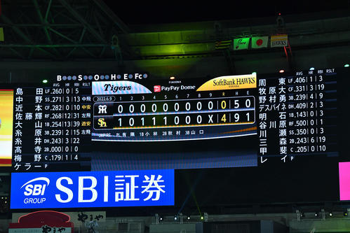 ソフトバンク対阪神　2試合連続でソフトバンクに完封負けとなった阪神（撮影・岩下翔太）