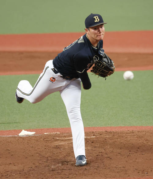 西武対オリックス　ノーヒットノーランを達成したオリックス山本（撮影・丹羽敏通）
