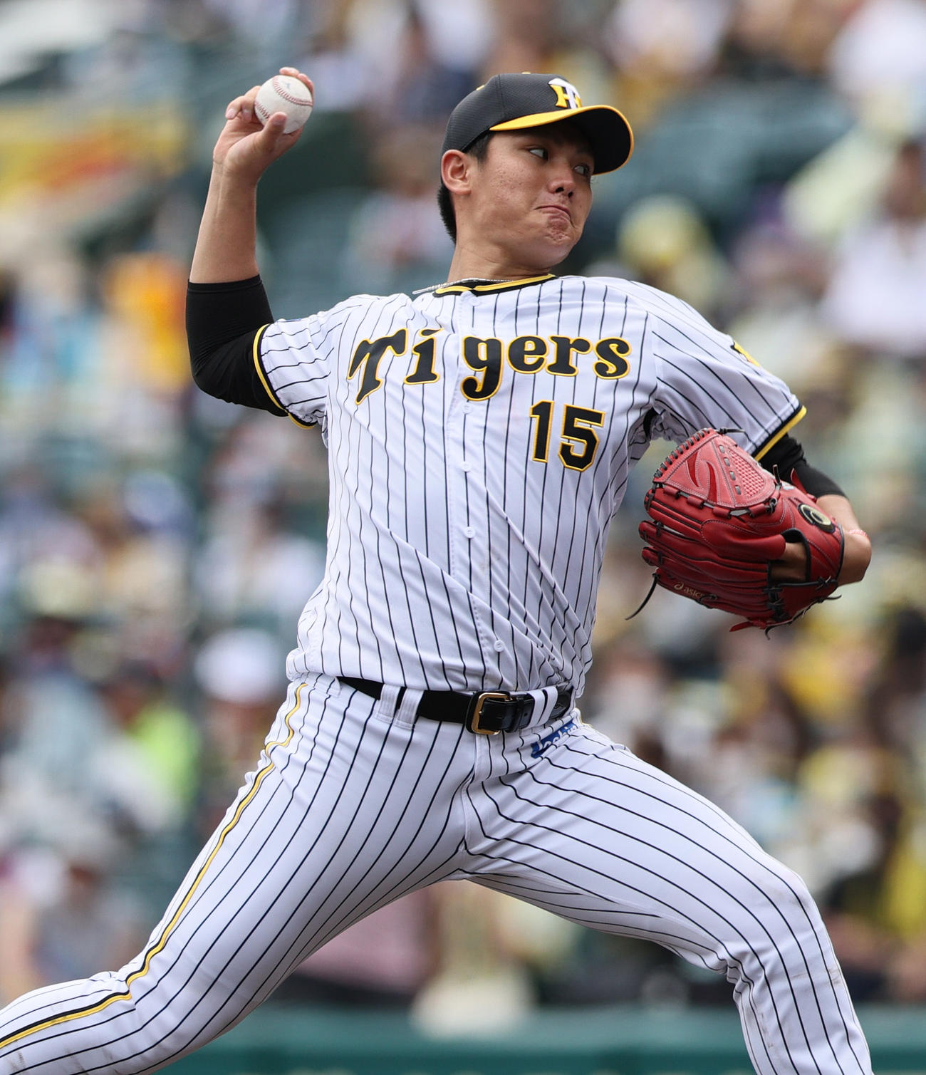 阪神対中日　力投する阪神西純（撮影・上山淳一）