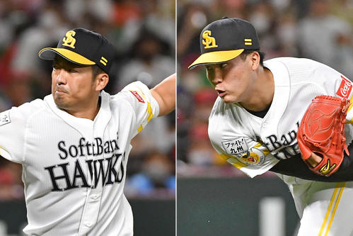 ソフトバンク嘉弥真（左）と藤井
