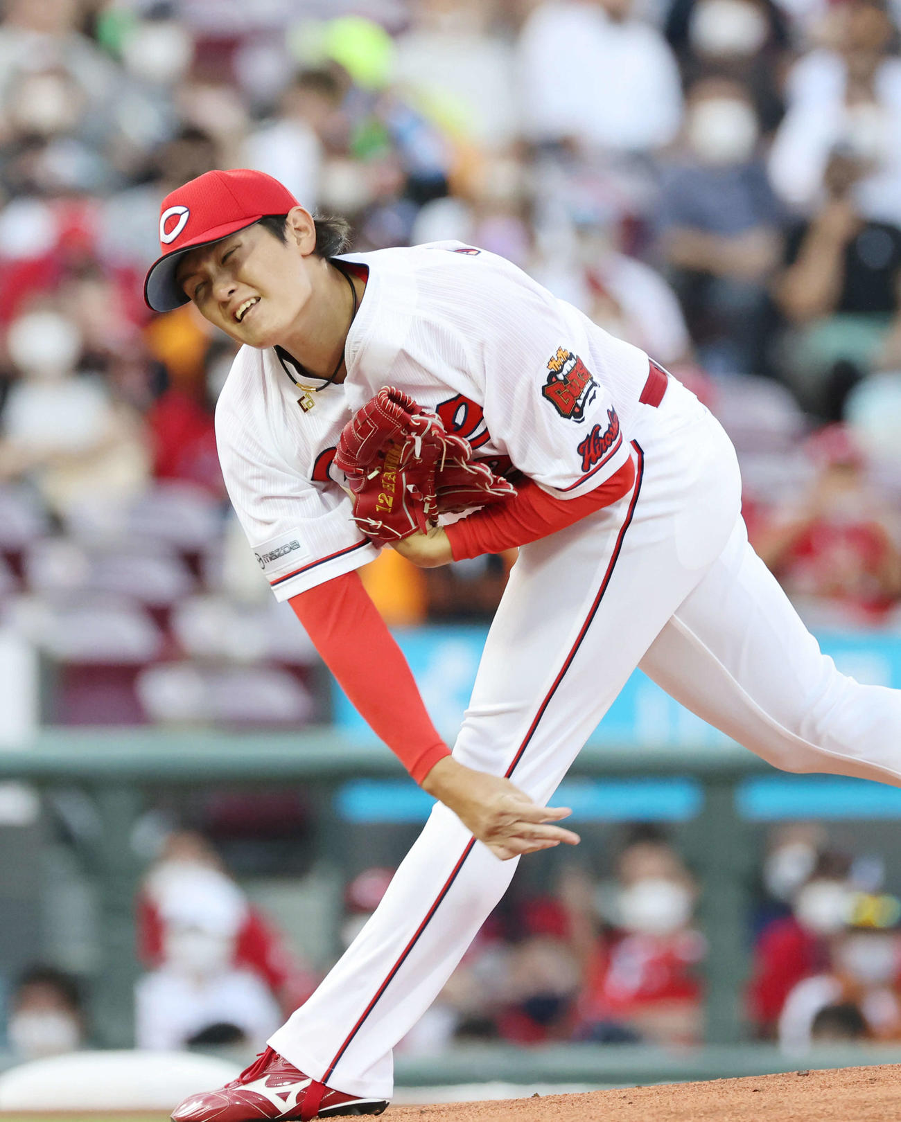 広島対巨人　広島先発の大道（撮影・加藤孝規）