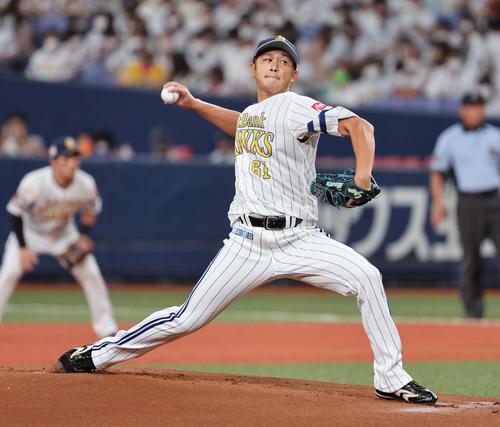 ソフトバンク対ロッテ　ソフトバンク先発の奥村（撮影・上田博志）