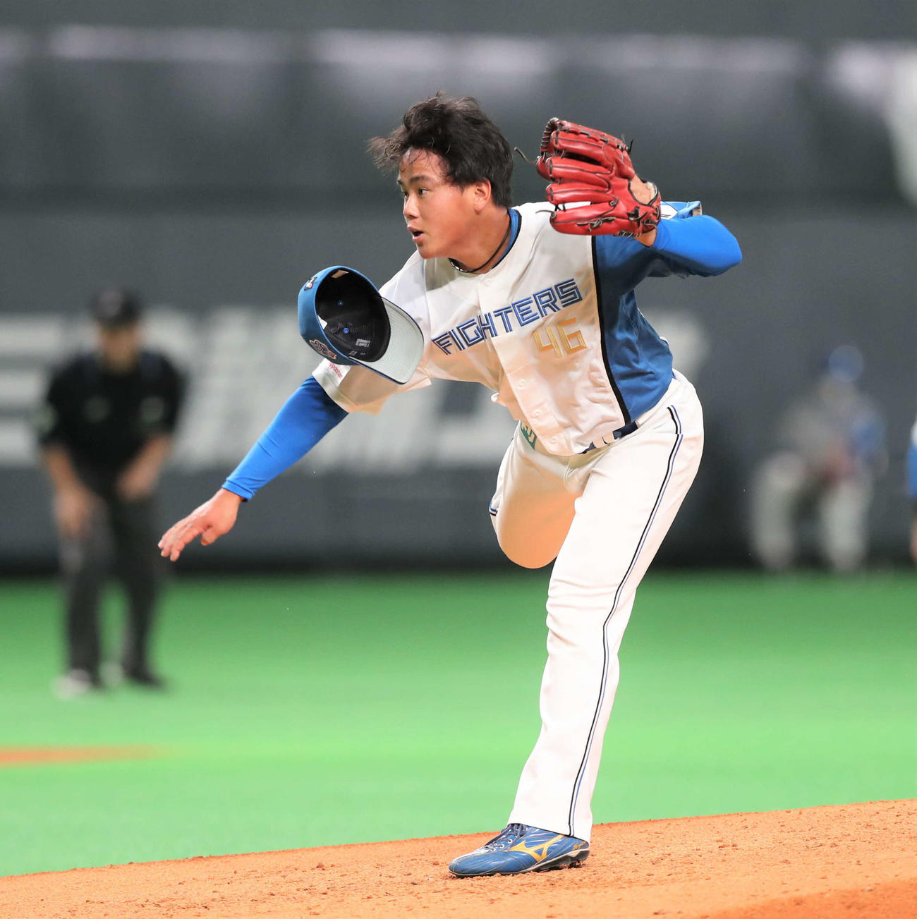 日本ハム対楽天　4回に登板し無失点に抑える畔柳（撮影・黒川智章）