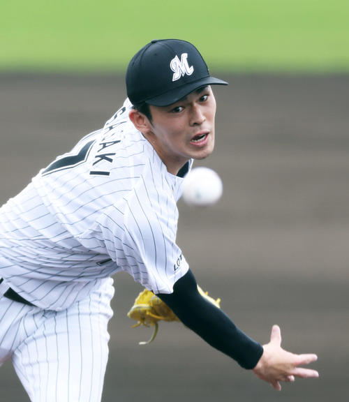 ロッテ対ヤクルト　ロッテ先発で力投する佐々木朗（撮影・河田真司）