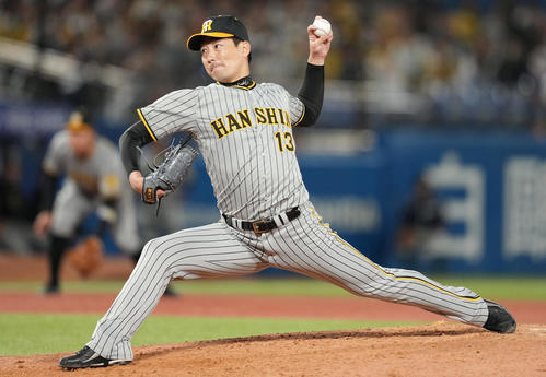 ヤクルト対阪神　9回裏から6番手で登板した阪神岩崎（撮影・鈴木みどり）