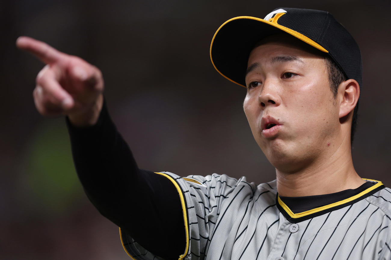 中日対阪神　6回表、投球準備をする阪神青柳（撮影・前田充）