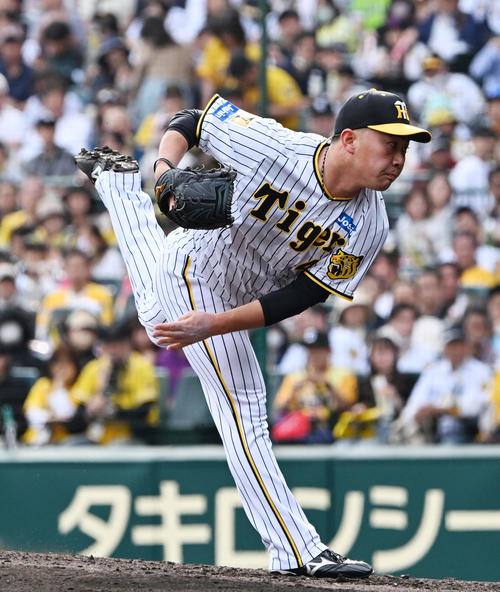 阪神対ヤクルト　7回表、阪神2番手で登板した桐敷（撮影・前岡正明）