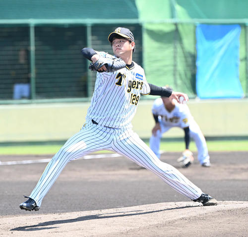 2軍戦で先発する阪神高橋遥人（2024年4月25日撮影）