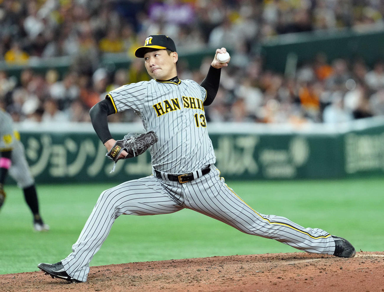 巨人対阪神　9回からマウンドに上がった阪神岩崎（撮影・たえ見朱実）