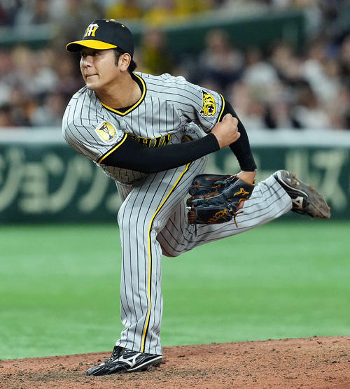 巨人対阪神　6回からマウンドに上がった阪神岡留（撮影・たえ見朱実）