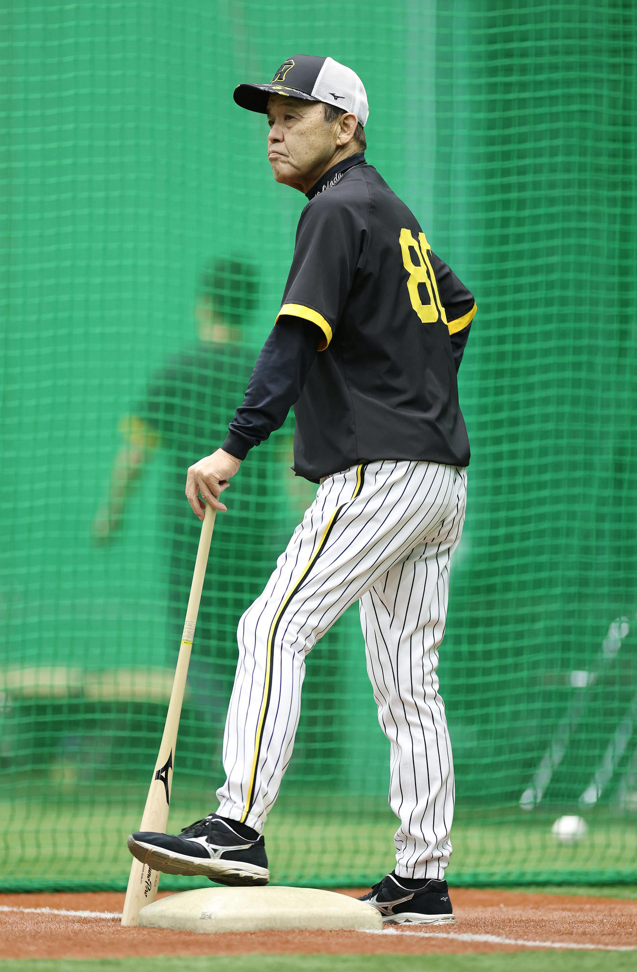 練習を見守る阪神岡田監督（撮影・前田充）