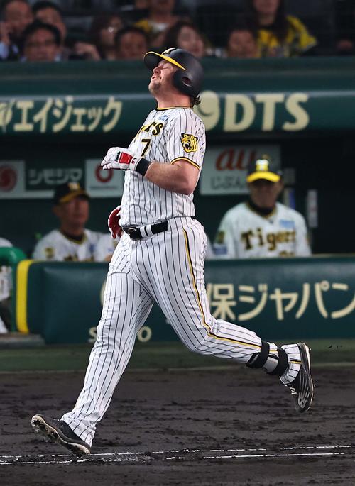 阪神対広島　4回裏阪神無死一塁、ノイジーは投併殺打に倒れる（撮影・上田博志）