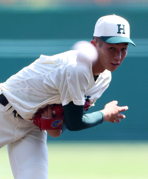 大社対報徳学園　報徳学園先発の今朝丸（撮影・上山淳一）