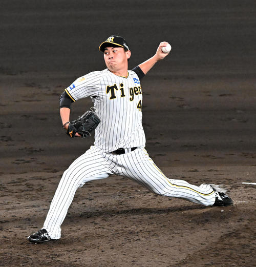 阪神対ヤクルト　阪神3番手の桐敷（撮影・前岡正明）