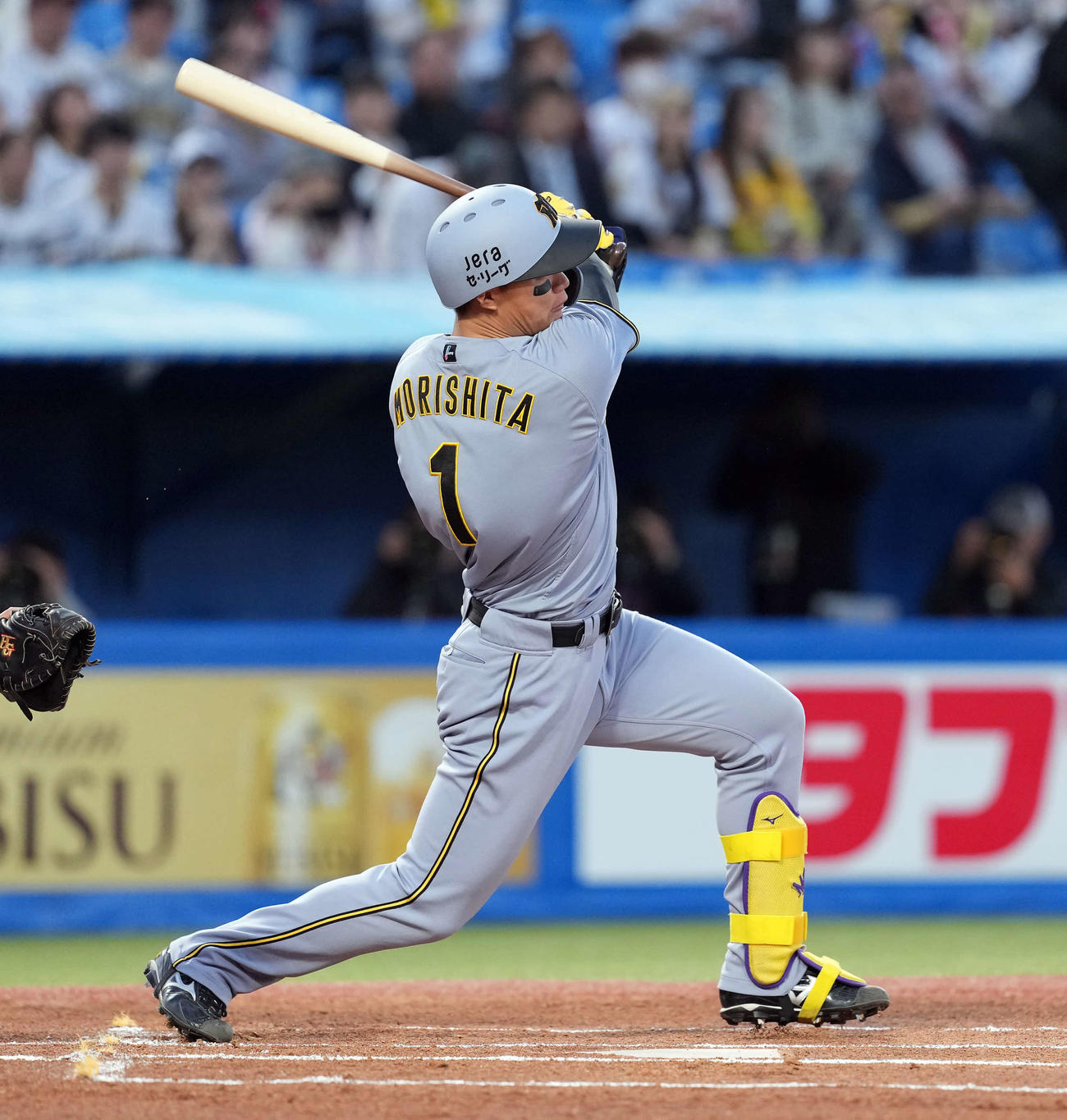 ヤクルト対阪神　1回表阪神2死、右前打を放つ森下（撮影・たえ見朱実）