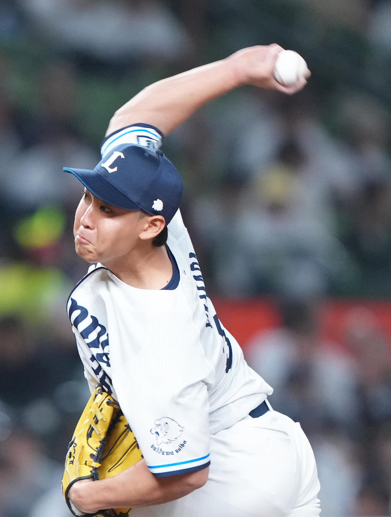 西武対楽天　7回から登板した西武山田（撮影・足立雅史）