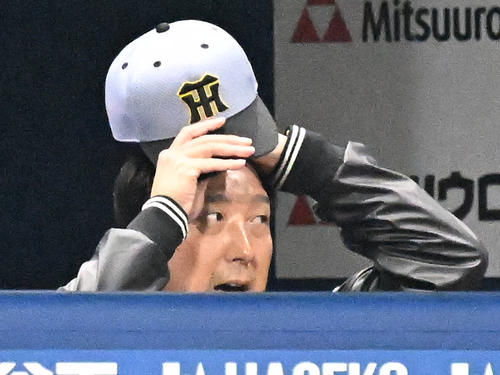 DeNA対阪神　8回、ベンチから戦況を見つめる阪神藤川監督（撮影・千葉一成）