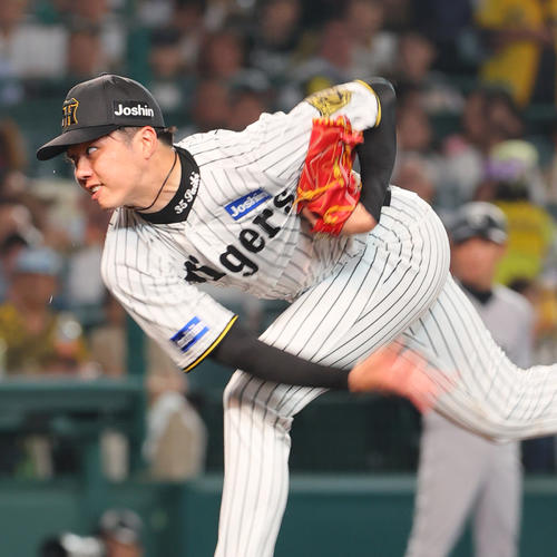 阪神対巨人　力投する阪神先発の才木（撮影・上山淳一）