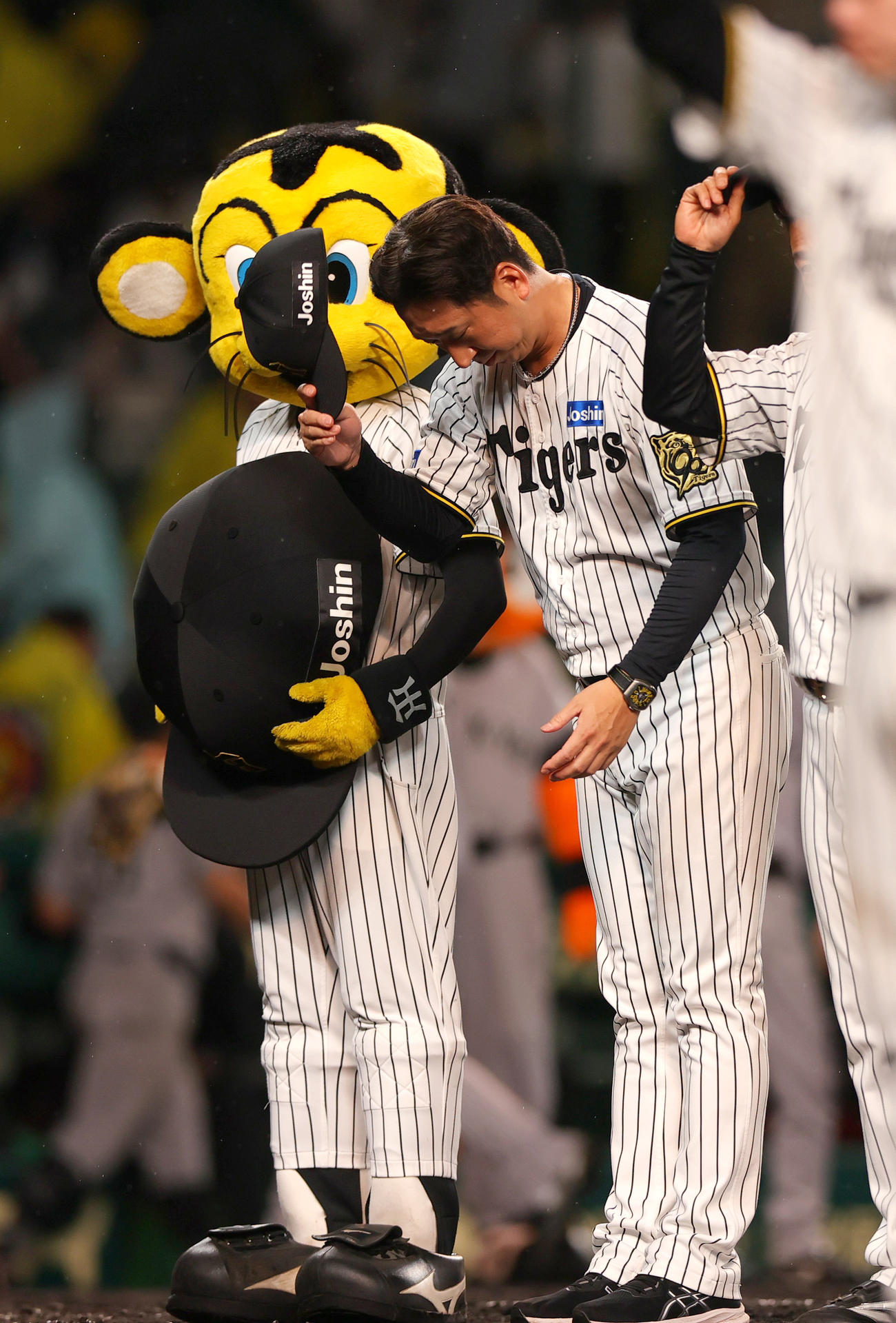 阪神対巨人　巨人に敗れファンにあいさつする藤川監督（撮影・上山淳一）
