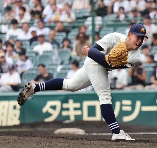 高川学園対未来富山　未来富山先発の江藤（撮影・西尾就之）