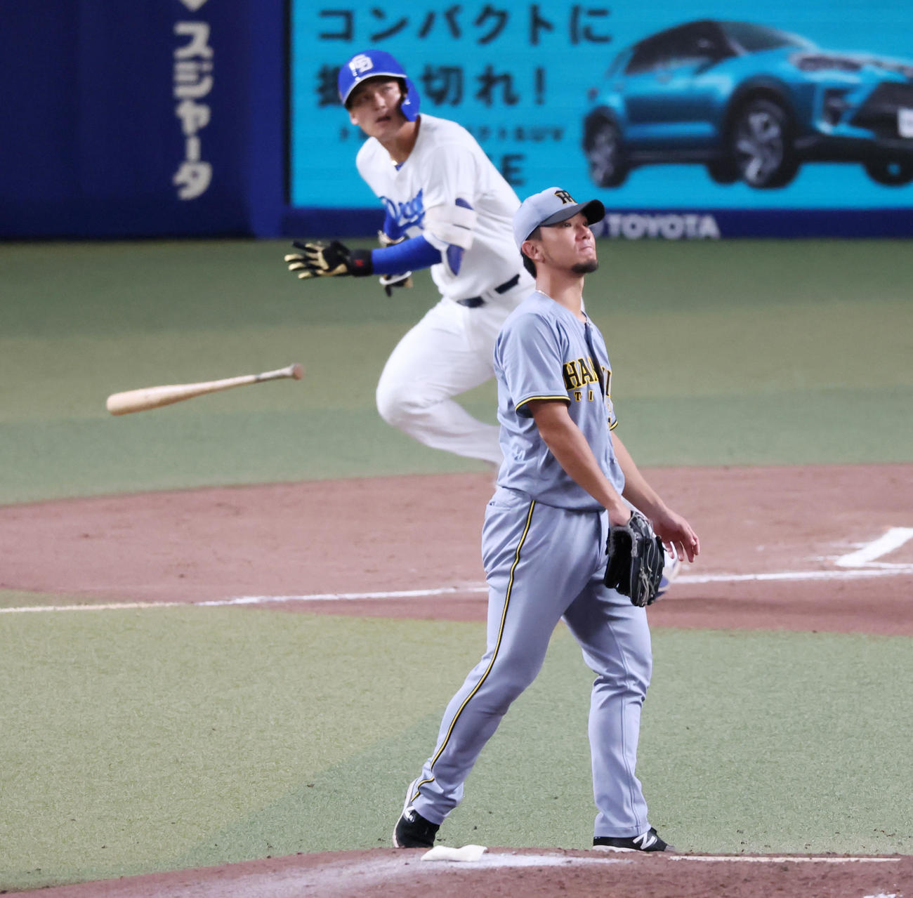 中日対阪神　6回裏中日無死、伊藤将は石川昂に左越えソロ本塁打を浴びる（撮影・加藤哉）