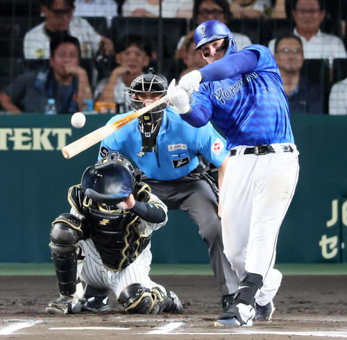 阪神対DeNA 6回表DeNA1死、オースティンはソロ本塁打を放つ（撮影・加藤哉）