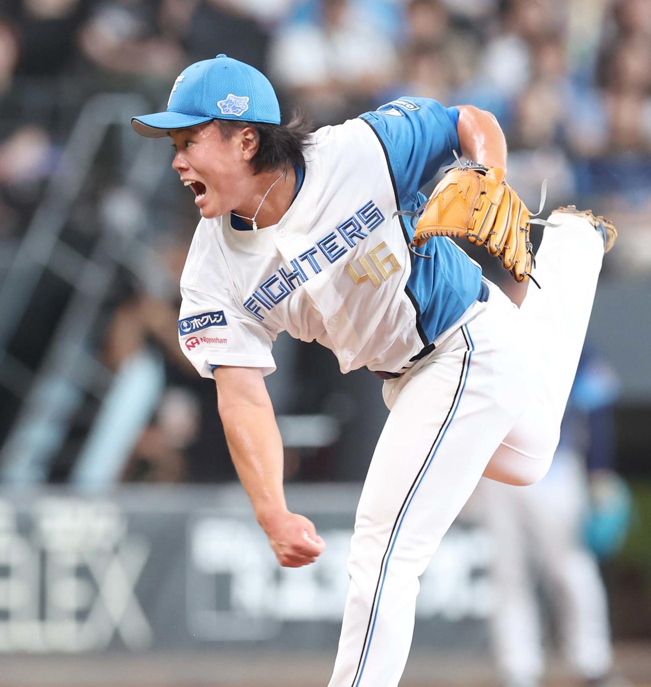 日本ハム対西武　5回に登板の畔柳（撮影・黒川智章）
