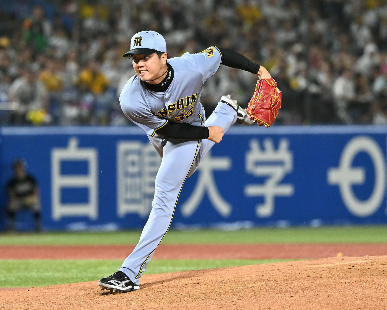 ヤクルト対阪神　阪神先発の才木（撮影・滝沢徹郎）