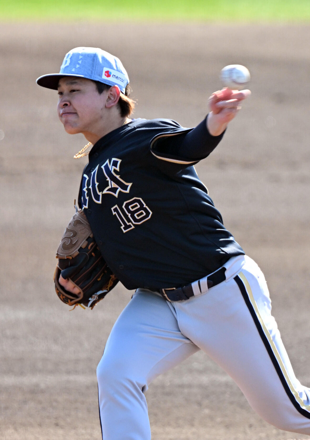 ライブBPに登板するオリックス宮城大弥（撮影・和賀正仁）
