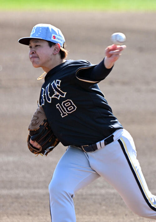 ライブBPに登板するオリックス宮城大弥（撮影・和賀正仁）