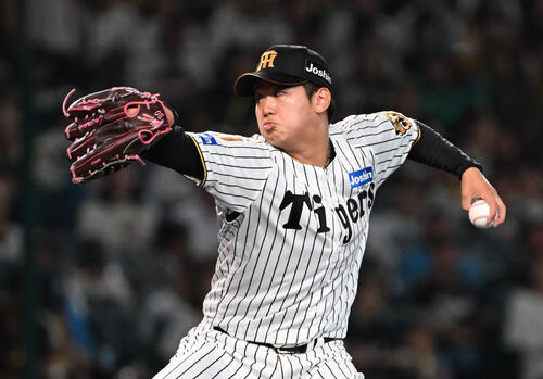 阪神対日本ハム　阪神3番手の門別啓人（撮影・石井愛子）