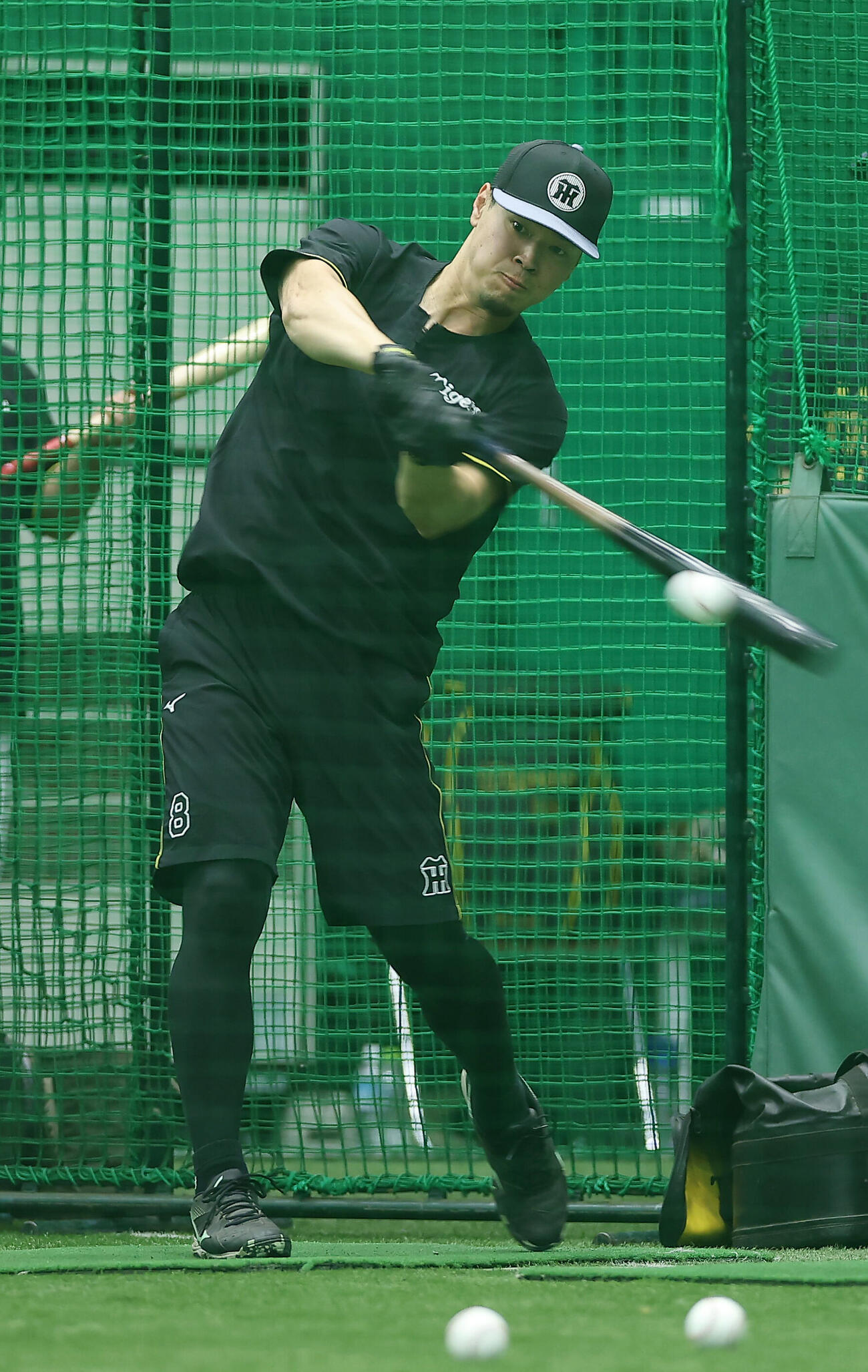 打撃練習を行う阪神佐藤輝明（撮影・前田充）