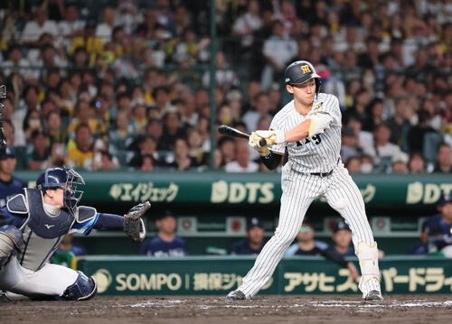 阪神対西武　7回裏阪神1死一、三塁、立石正広は見逃し三振に倒れる（撮影・宮崎幸一）