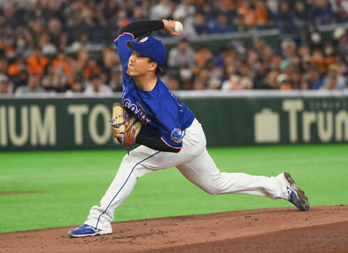 巨人対中日 中日先発の柳裕也(撮影・滝沢徹郎)