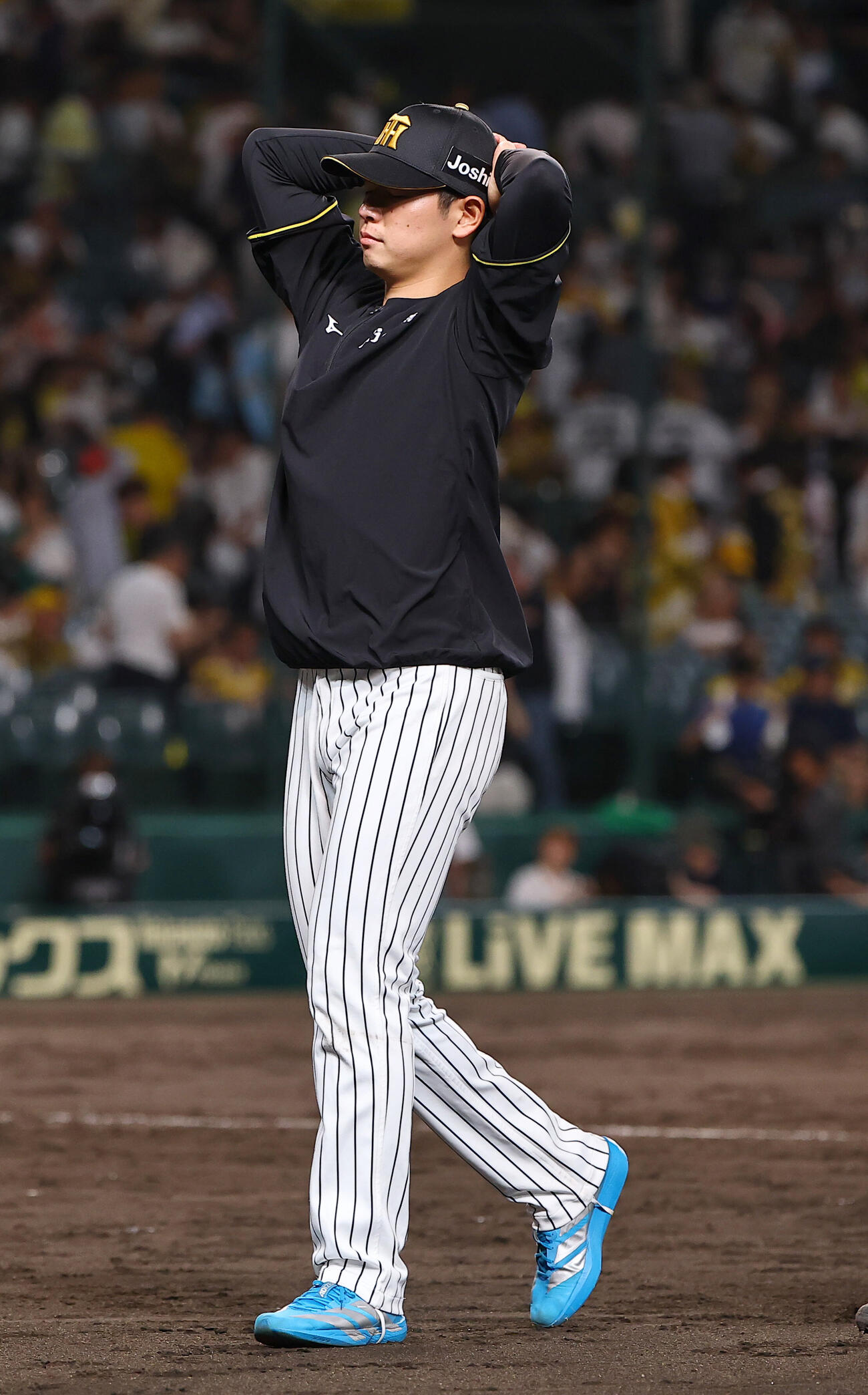 阪神対ヤクルト　プロ初の敗戦投手となった下村海翔は悔しそうな表情でベンチに引き揚げる（撮影・上田博志）