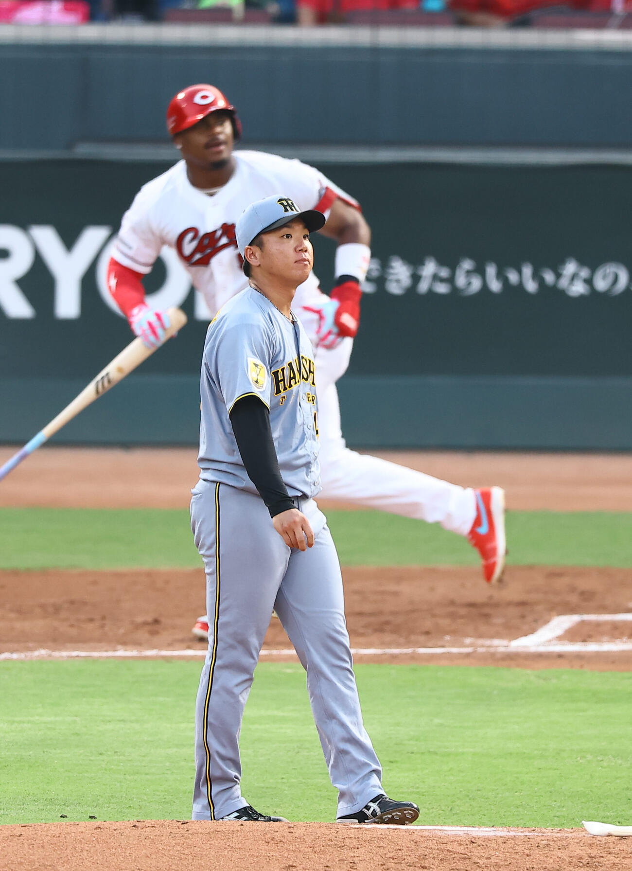 広島対阪神　2回裏広島1死、村上頌樹はエレフリス・モンテロにソロ本塁打を浴びる（撮影・上田博志）