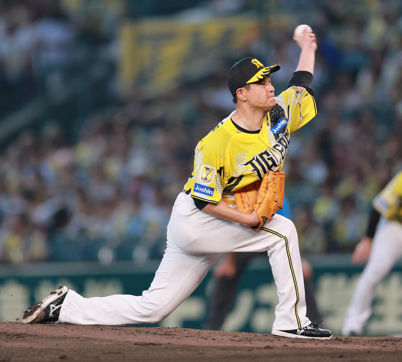 阪神対DeNA 4回表、力投する阪神大竹耕太郎（撮影・上山淳一）