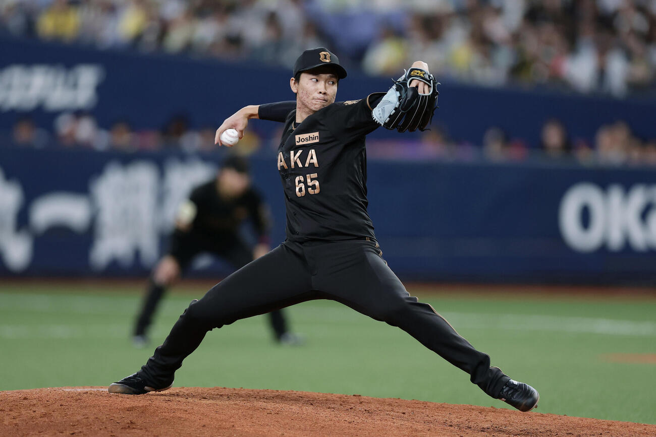 阪神対ヤクルト　阪神3番手の湯浅京己（撮影・前田充）