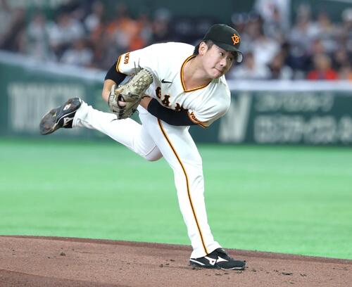 巨人対中日　巨人先発の井上温大（撮影・黒川智章）