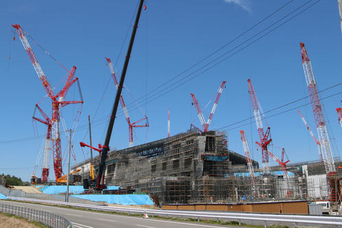 建設が進む日本ハムのボールパーク＝撮影日6月22日（撮影・山崎純一）