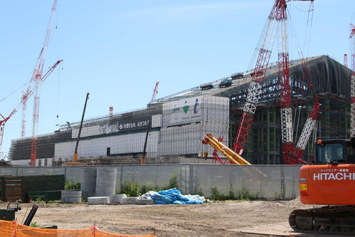 建設が進む日本ハムのボールパーク＝撮影日6月22日（撮影・山崎純一）