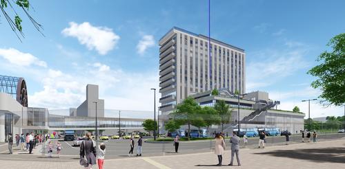 北広島駅西口再開発後の完成イメージ（C）日本エスコン