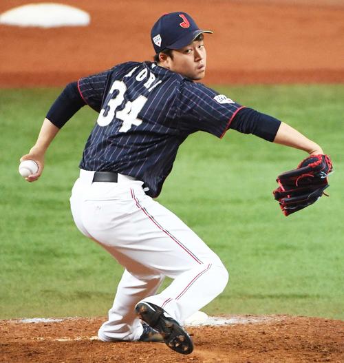 日本対オーストラリア　５回から登板した侍ジャパンの堀瑞輝（２０１８年３月４日撮影）