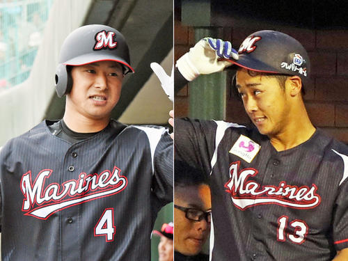 ロッテのルーキー藤岡裕大（左）と平沢大河