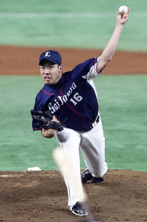 巨人対西武　力投する西武菊池（撮影・浅見桂子）