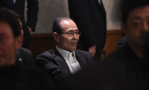 全体ミーティングに参加した王貞治会長(撮影・今浪浩三)