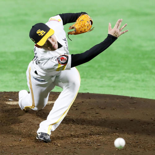 ソフトバンク対巨人　巨人戦に先発し、7回を1安打無失点に抑えた高橋礼（撮影・加藤哉）