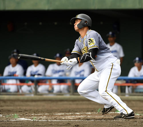坂本は左越え先制2点本塁打を放つ（撮影・前岡正明）