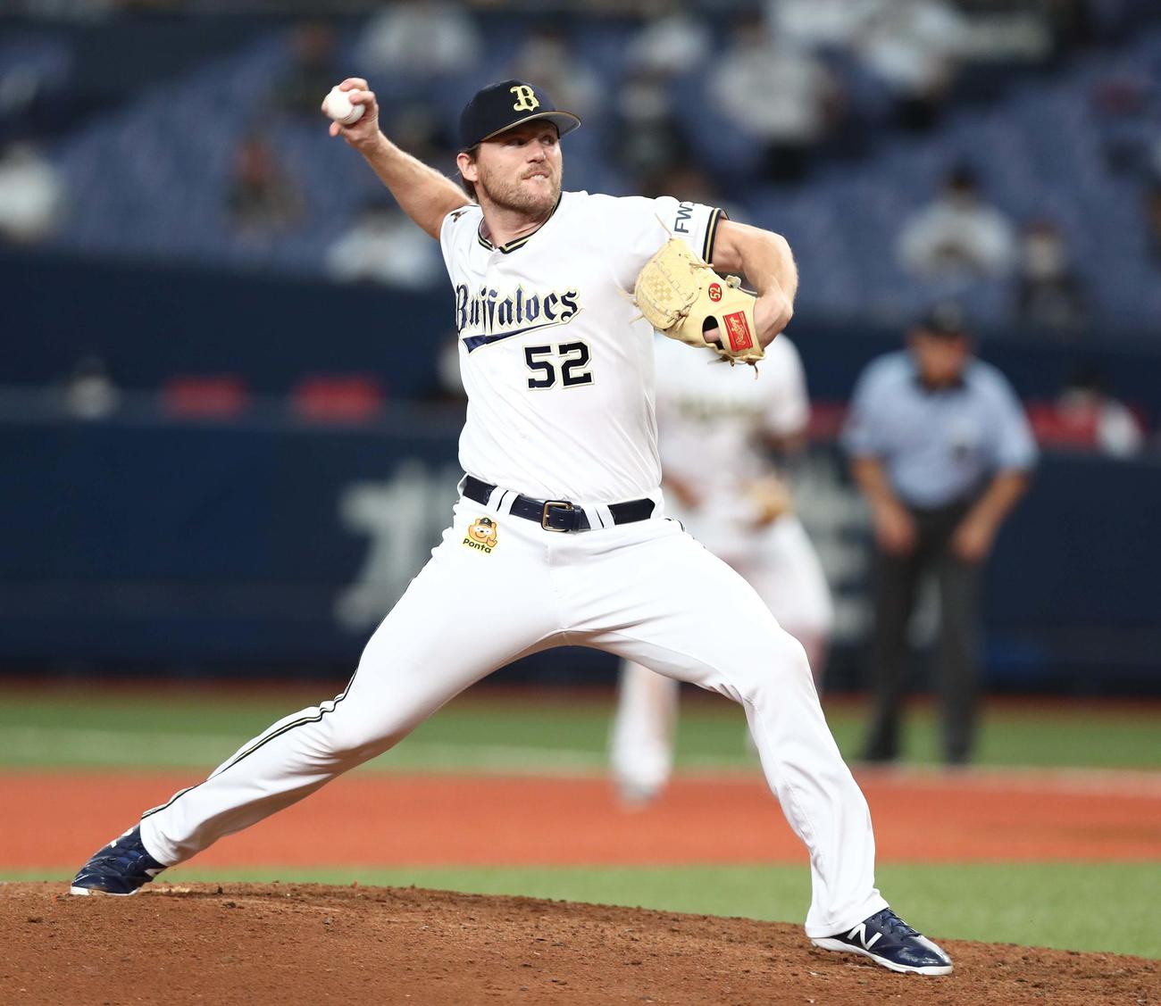 オリックス対日本ハム　8回に登板のヒギンス（撮影・黒川智章）