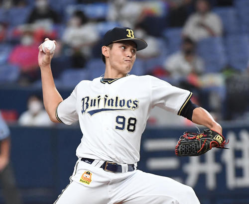 オリックス対ロッテ　オリックス先発の張奕（撮影・前岡正明）